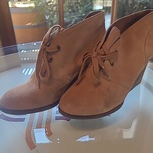 Lucky Brand Sway Tan Ankle Booties Suede 7.5
